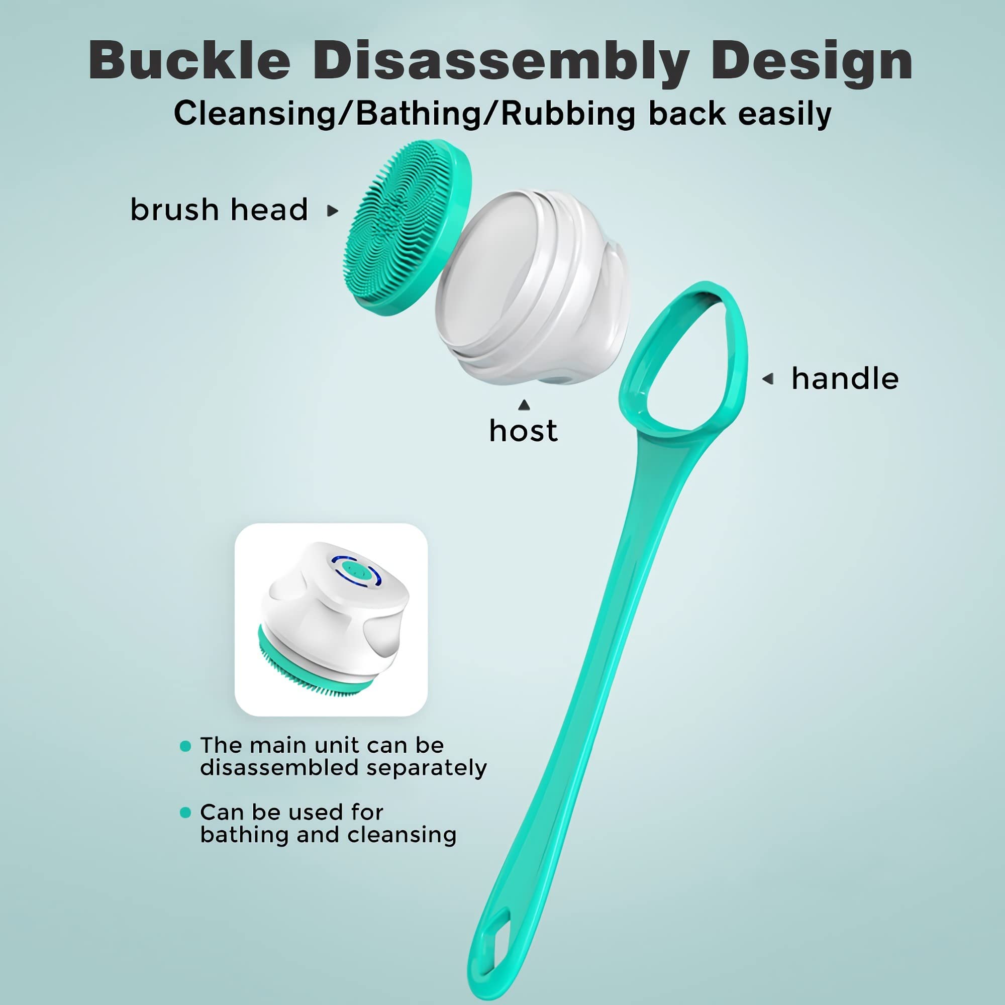 AZKSUN Electric Shower Brush, Body Scrubber, Facial Brush, Exfoliate, with 5 Shower Headsï¼Ë†Whiteï¼â€°