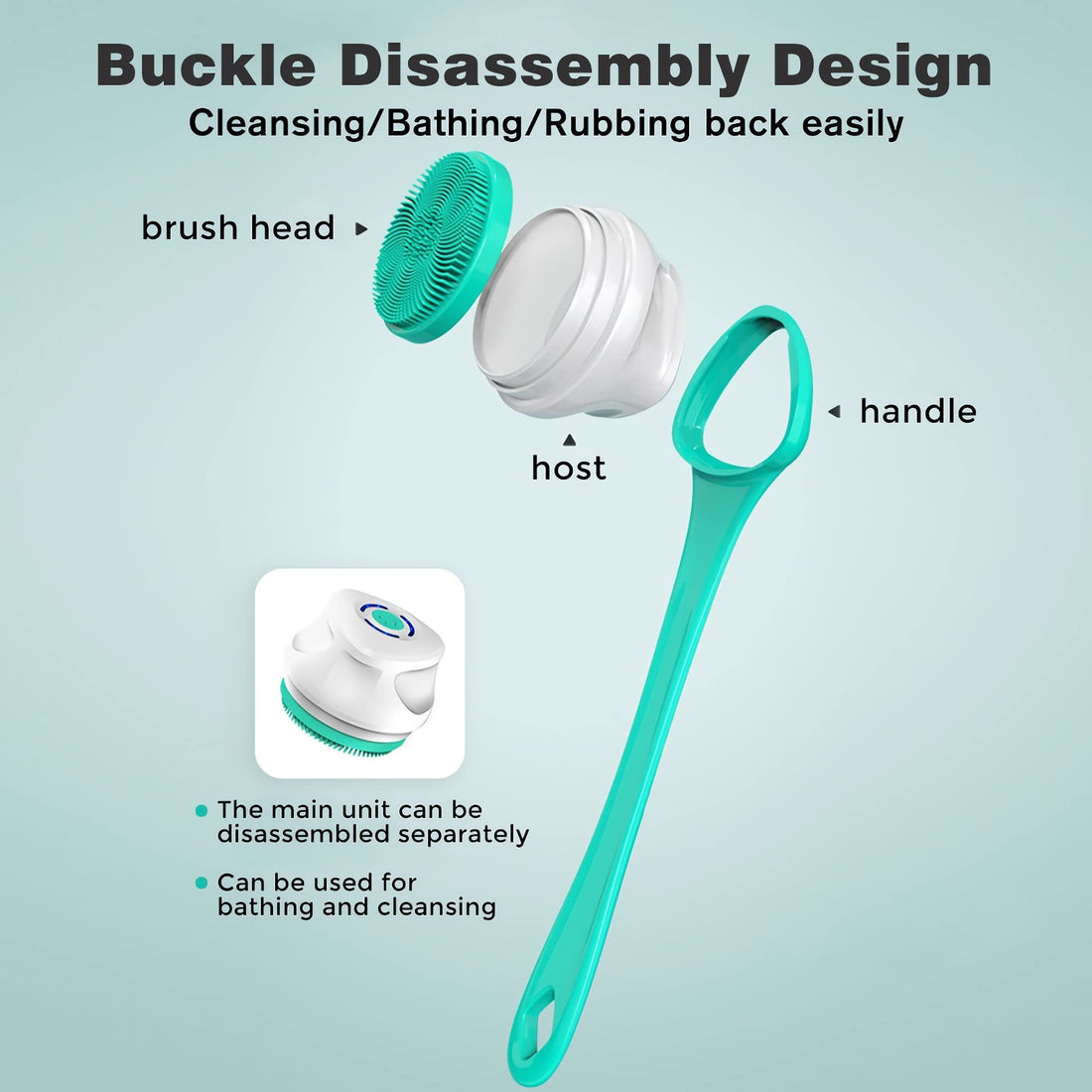 AZKSUN Electric Shower Brush, Body Scrubber, Facial Brush, Exfoliate, with 5 Shower Headsï¼Ë†Whiteï¼â€°