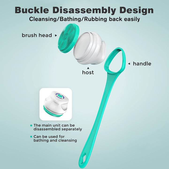 AZKSUN Electric Shower Brush, Body Scrubber, Facial Brush, Exfoliate, with 5 Shower Headsï¼Ë†Whiteï¼â€°