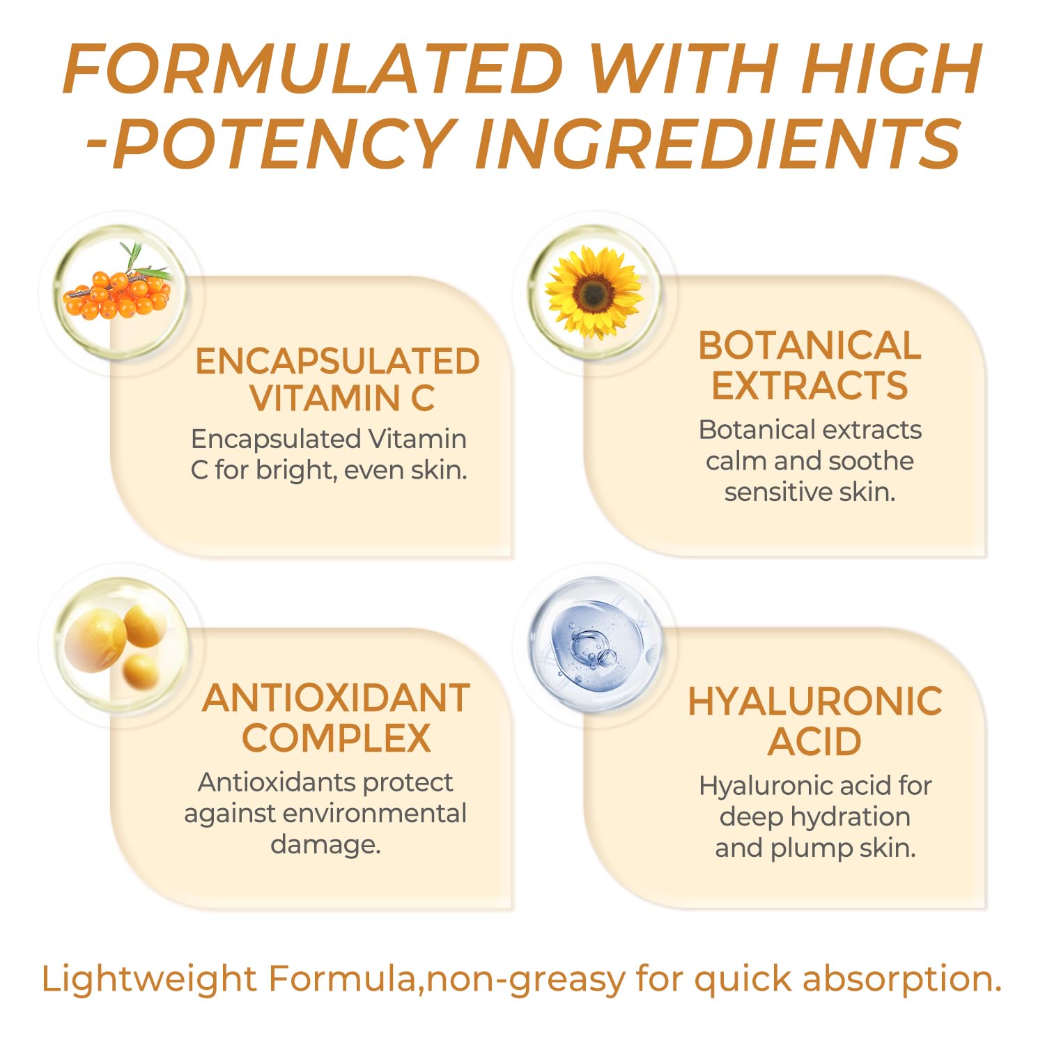 FIUMOT Deep Vitamin C Golden Capsule Hydrating Face Moisturizer, Antioxidant Protection, Lightweight Daily Skincare
