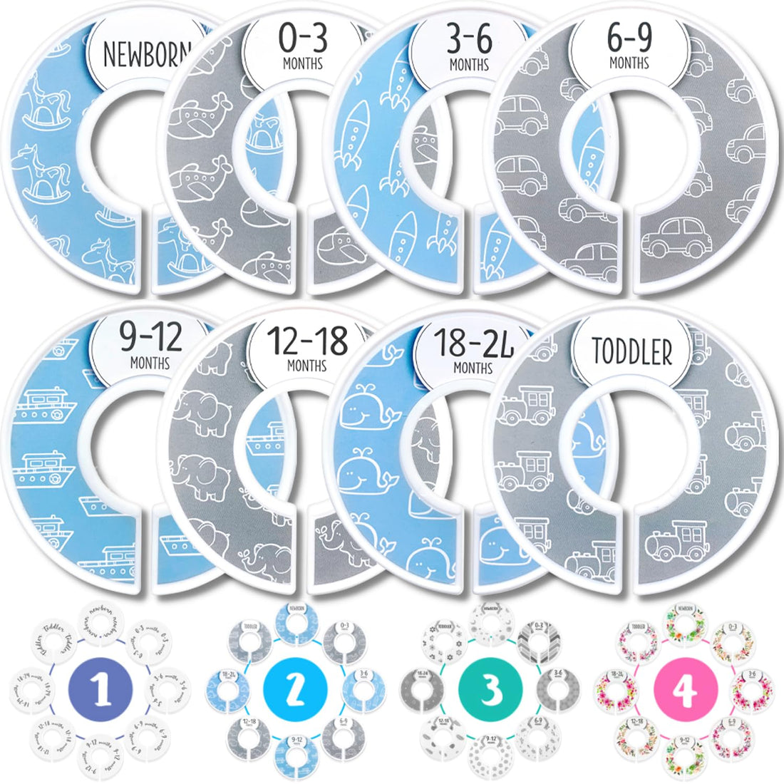 Eli with Love Baby Closet Dividers (Floral) – Fits 1.5 Rod - Set of 8 Baby Closet Size Dividers – Baby Clothes Dividers for Closet – Organize Nursery Hangers Size/Age