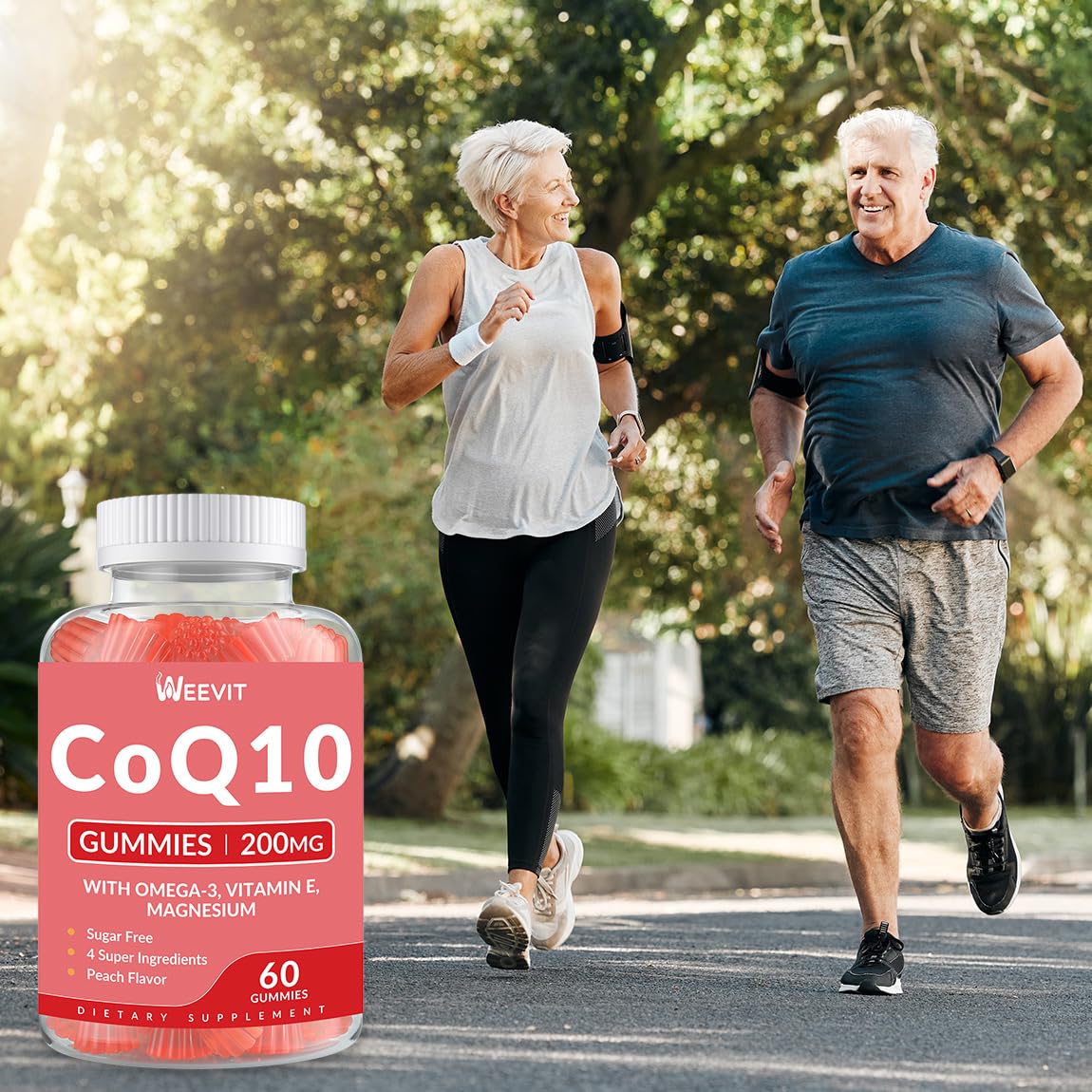 Sugar Free CoQ10 Gummies 200 MG, Coenzyme Q10 (Ubiquinone) Gummies for Adults, Co Q10 Supplement with Omega-3, Vitamin E & Magnesium - Energy, Brain and Antioxidant Support