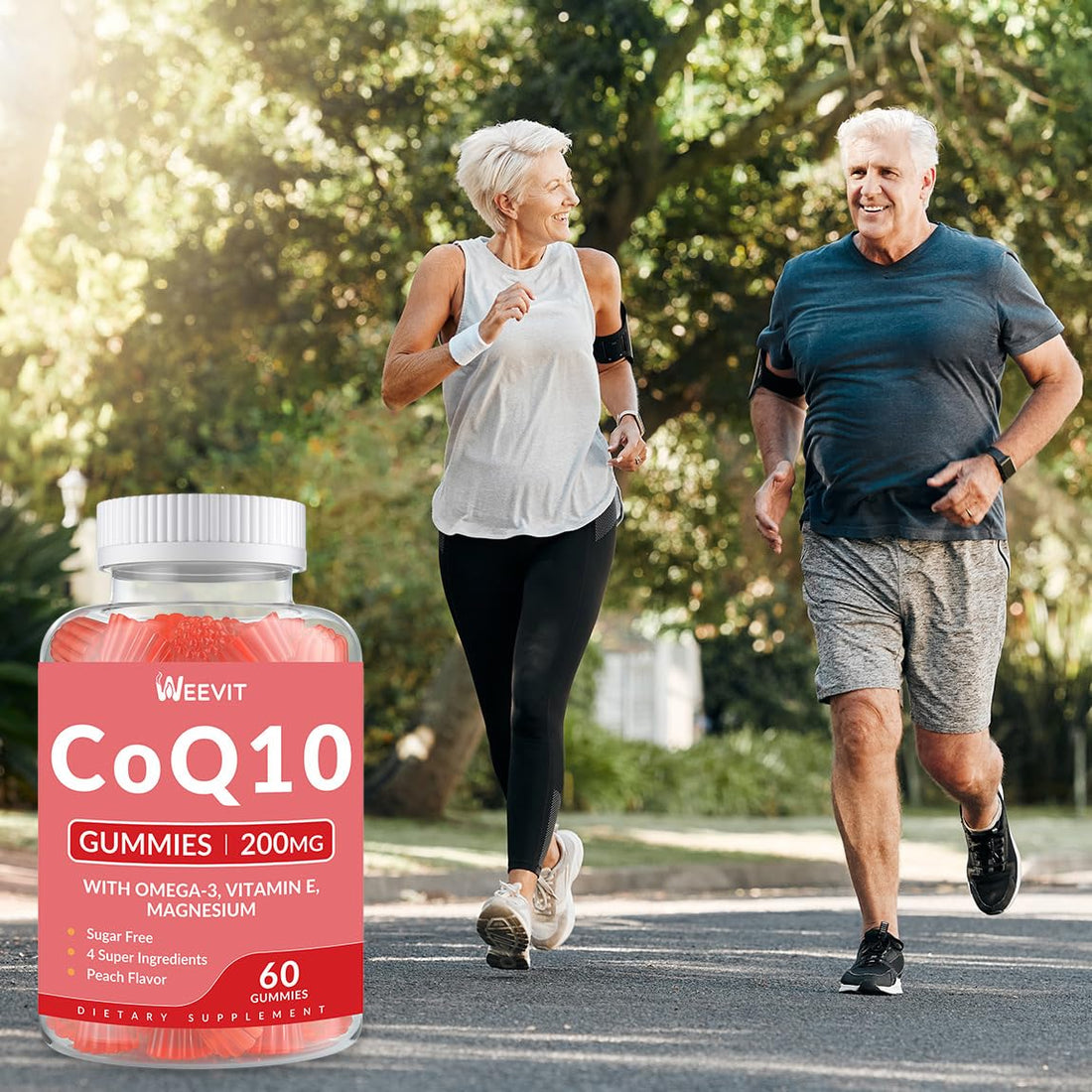 Sugar Free CoQ10 Gummies 200 MG, Coenzyme Q10 (Ubiquinone) Gummies for Adults, Co Q10 Supplement with Omega-3, Vitamin E & Magnesium - Energy, Brain and Antioxidant Support