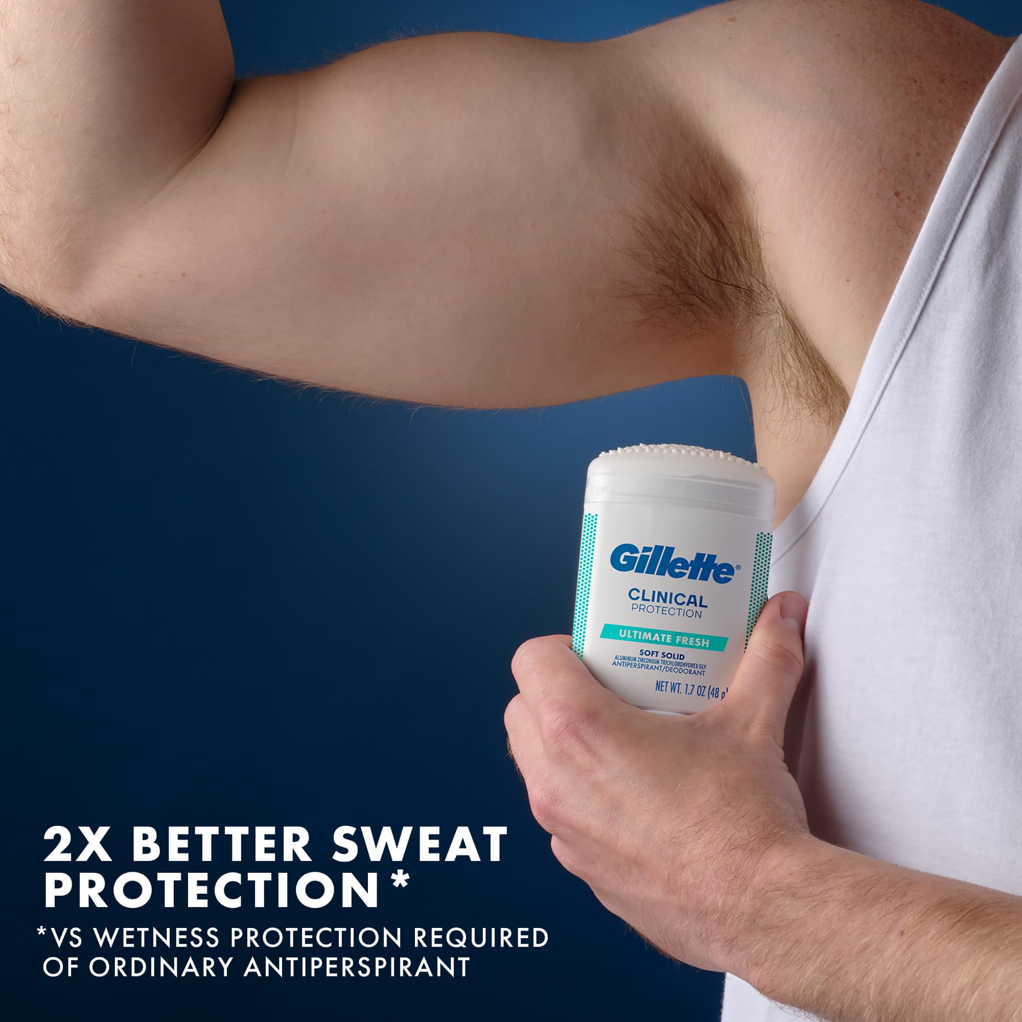Gillette Clinical Antiperspirant and Deodorant for Men, 72hr Sweat & Odor Protection, Long Lasting Freshness, Anti-White Mark Technology, Soft Solid, Ultimate Fresh Scent, 1.7 oz (Pack of 3)