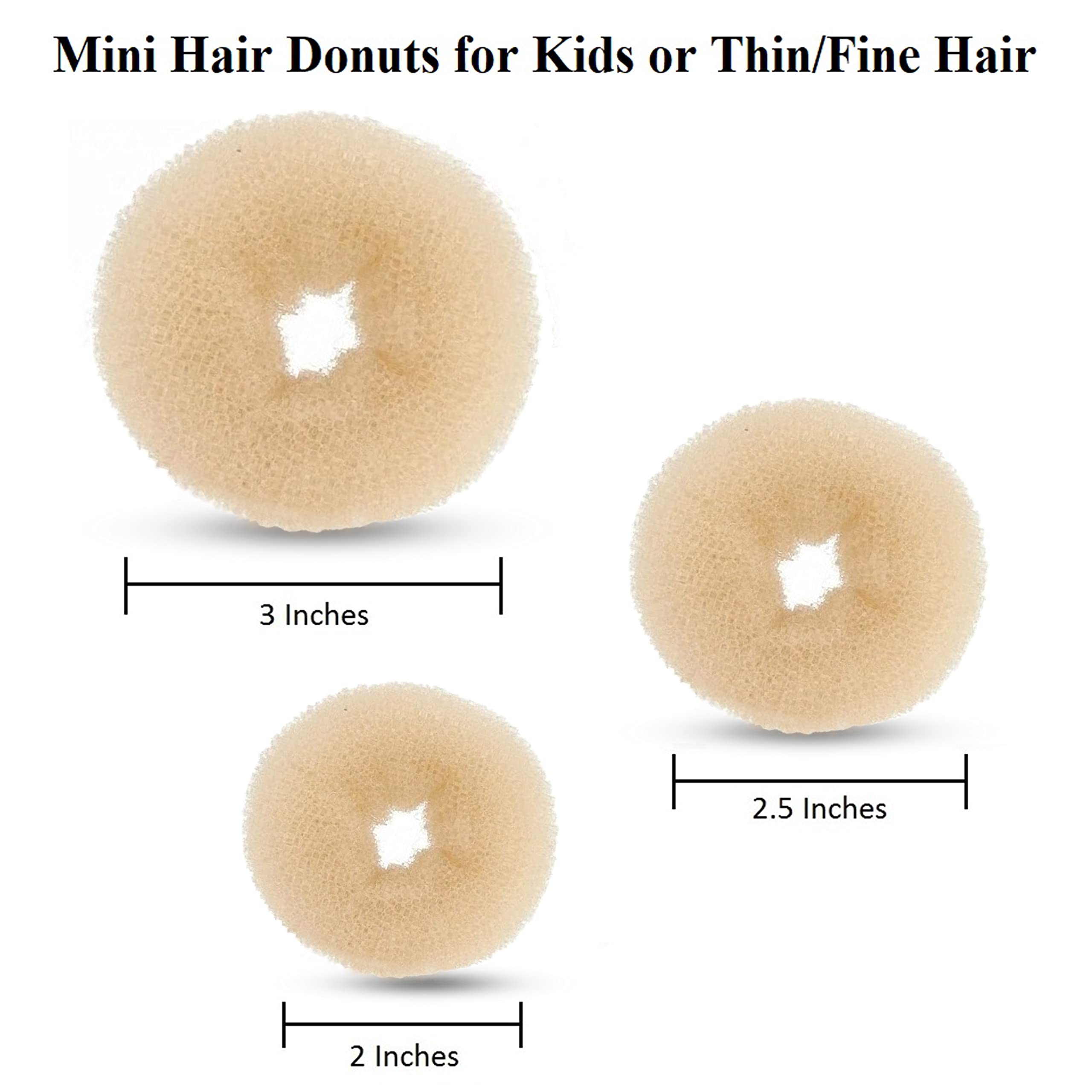 Beaute Galleria Bundle 3 Pieces Mini Hair Donut Ring Style Bun Maker For Kids Beige Color