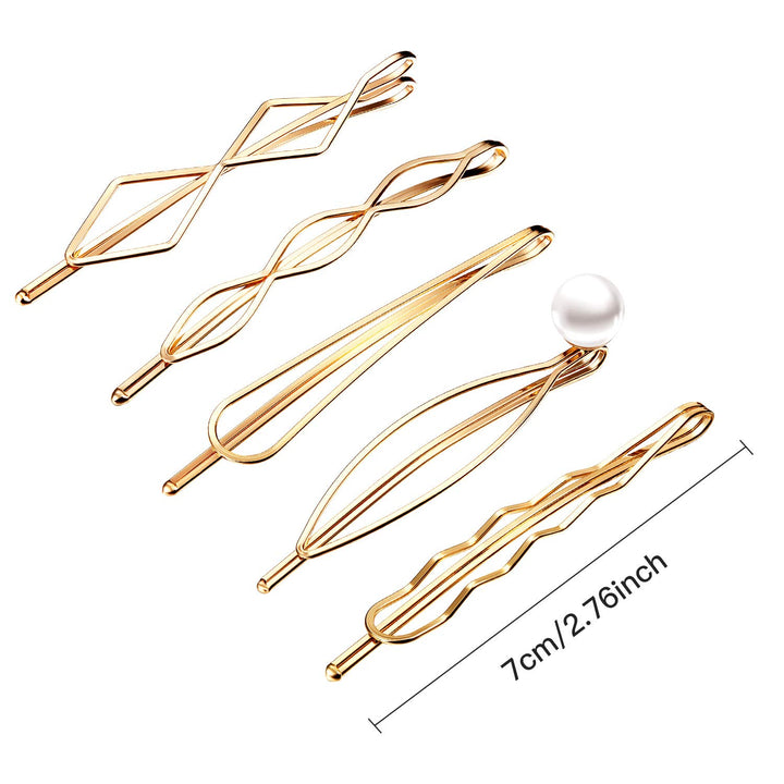 10 Pieces Geometric Metal Hair Clips Minimalist Dainty Hair Barrettes Metal Hair Accessories for Women Headwear Accessories, 5 Styles (Gold)