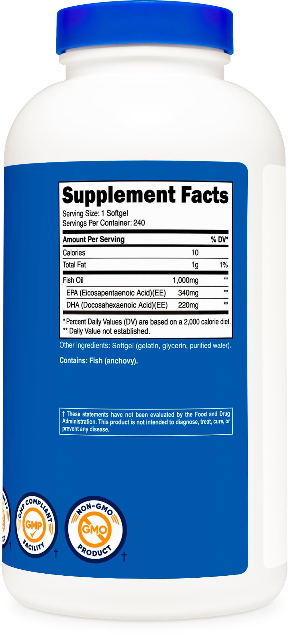 Nutricost Fish Oil Omega 3 Softgels with EPA & DHA (1000mg of Fish Oil, 560mg of Omega-3), 240 Softgels, Non-GMO, Gluten Free.