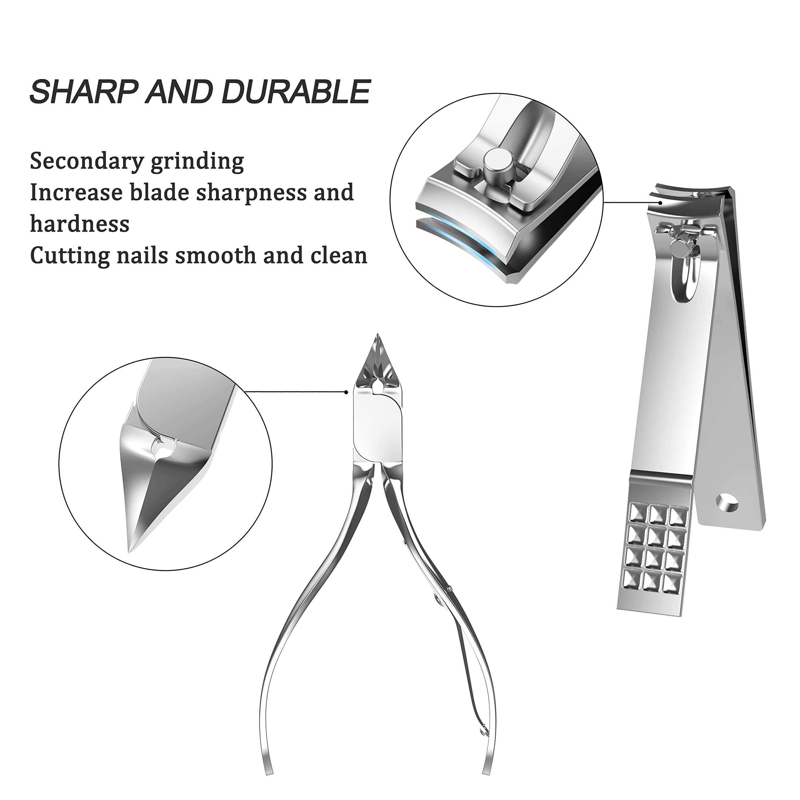 Tseoa Manicure, Pedicure Kit, Nail Clippers, Professional Grooming Kit, Nail Tools with Luxurious Travel Case, Set of 12