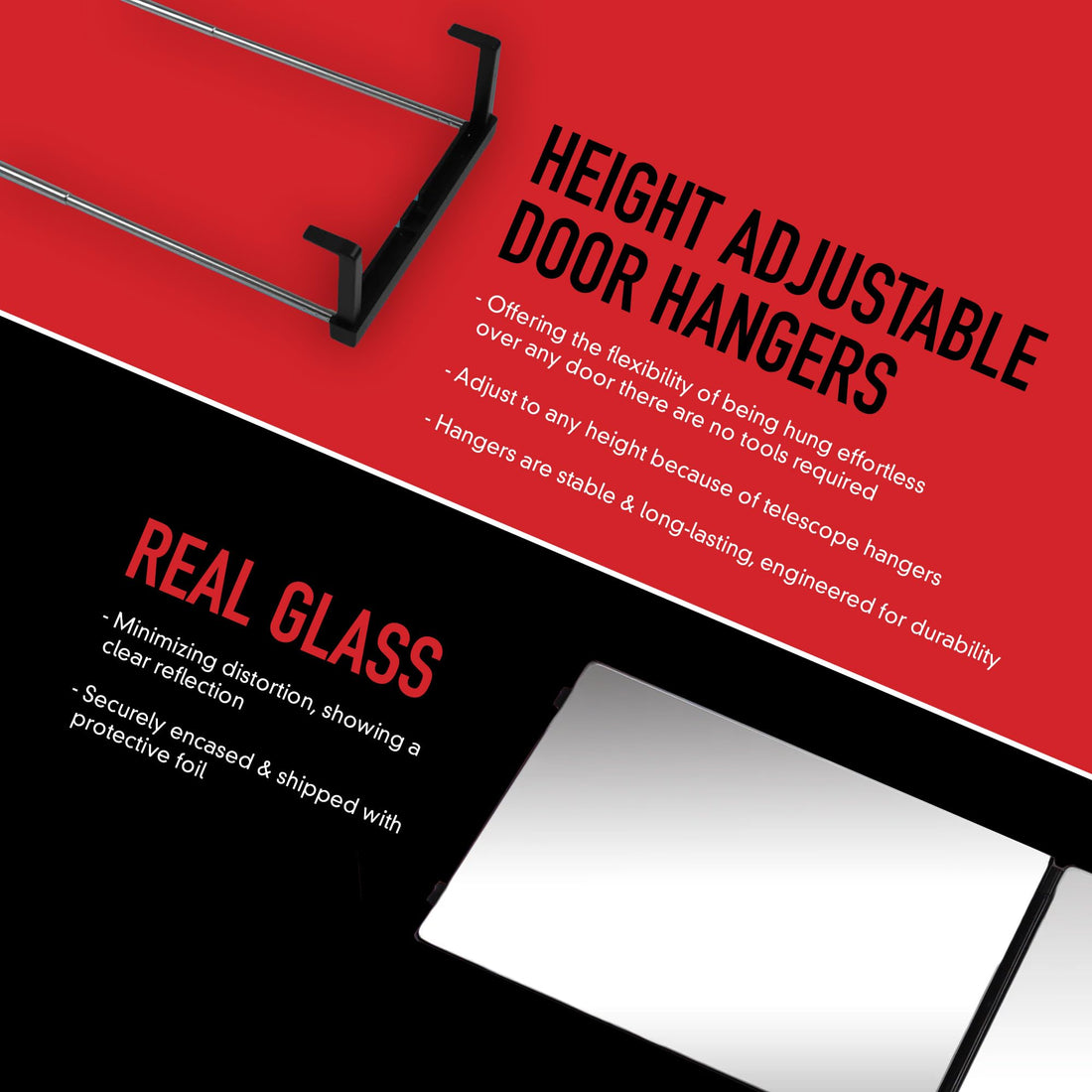 SELF-CUT SYSTEM Travel Version - Three Way Mirror for Self Hair Cutting with Height Adjustable Telescoping Hooks and Free Educational Mobile App