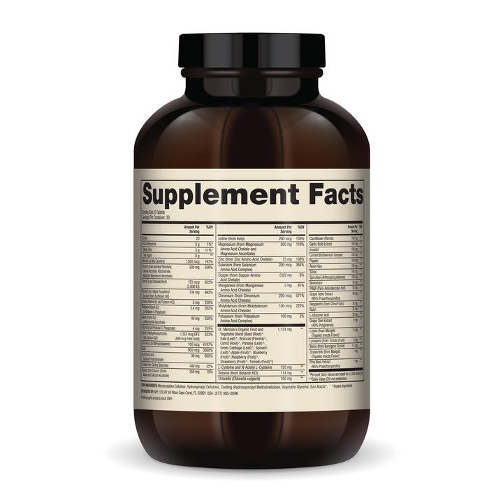 Dr. Mercola Whole-Food Complex with Added Multivitamin Plus Vital Minerals, 30 Servings (240 Tablets), Dietary Supplement, Supports Overall Health