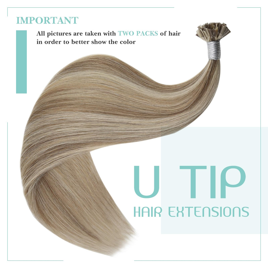 16, Light Brown With Golden Blonde: Youngsee 16 Piano Color U Tip Hair Extensions Human Hair Ombre Light Brown Highlighted Blonde 100% Real Pre Bonded Nail Tip Hair Extensions 50G/Set