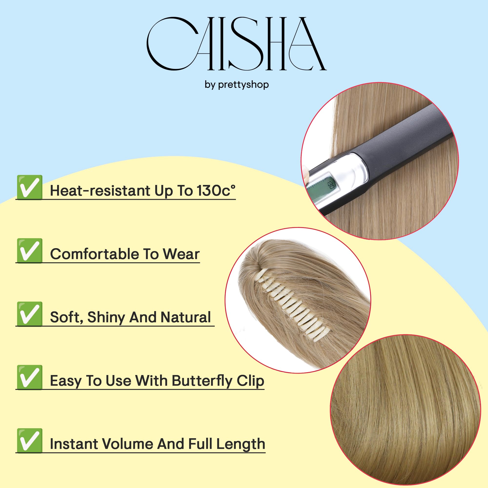 dirty blonde mix #27T613 H32b : PRETTYSHOP 24 Hair Piece Pony Tail Extension Very Long & Voluminous Curly Or Wavy Heat-Resisting H32b