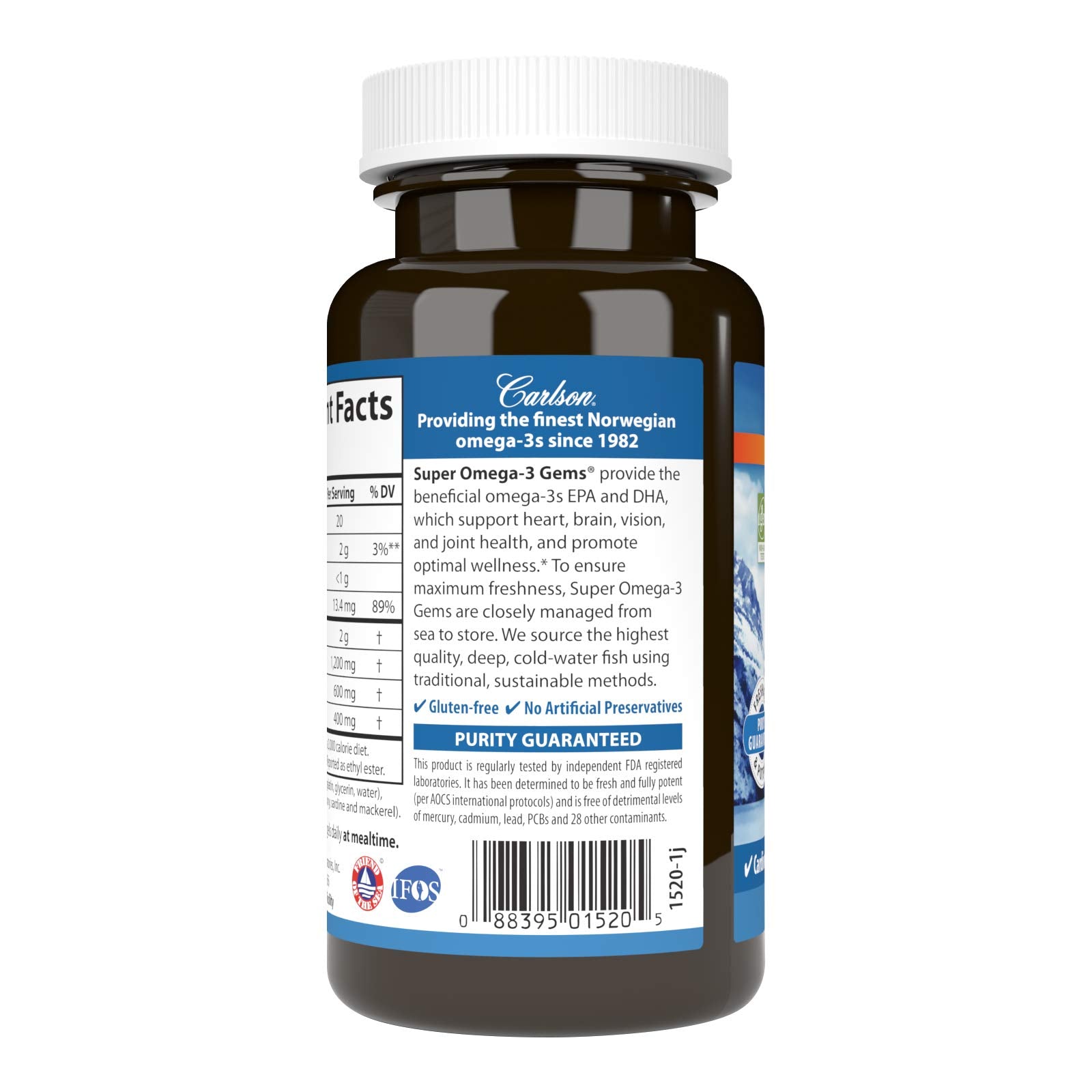 Carlson - Super Omega-3 Gems, 1200 mg Omega-3s, Wild Caught, Sustainably Sourced, 50 soft gels