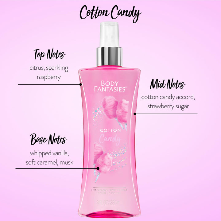 Body Fantasies Signature Fragrance Body Spray, Cotton Candy, 8 Fluid Ounce