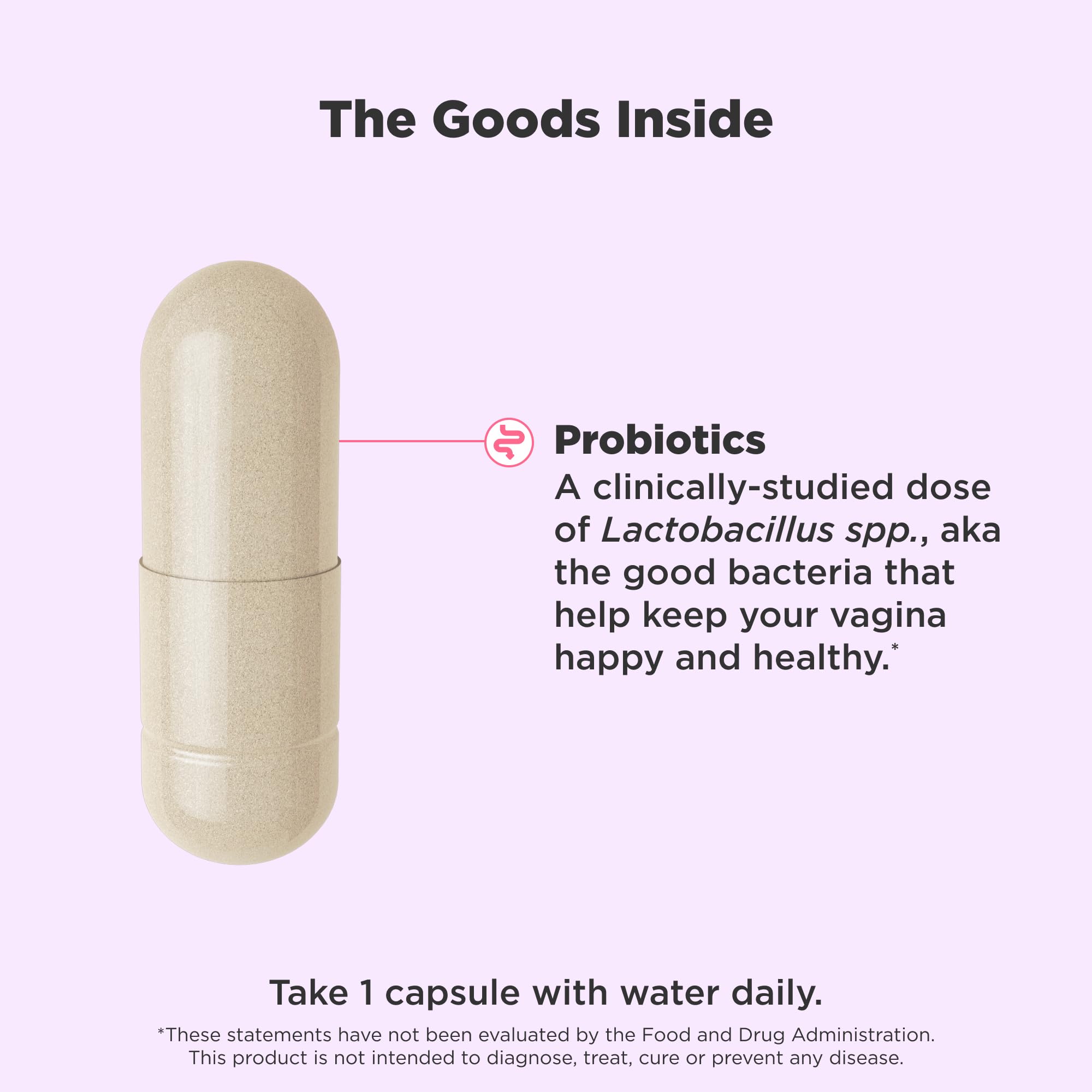 OLLY Happy Hoo-Ha Capsules, Probiotic for Women, Vaginal Health and pH Balance, 10 Billion CFU, Gluten Free - 25 Count