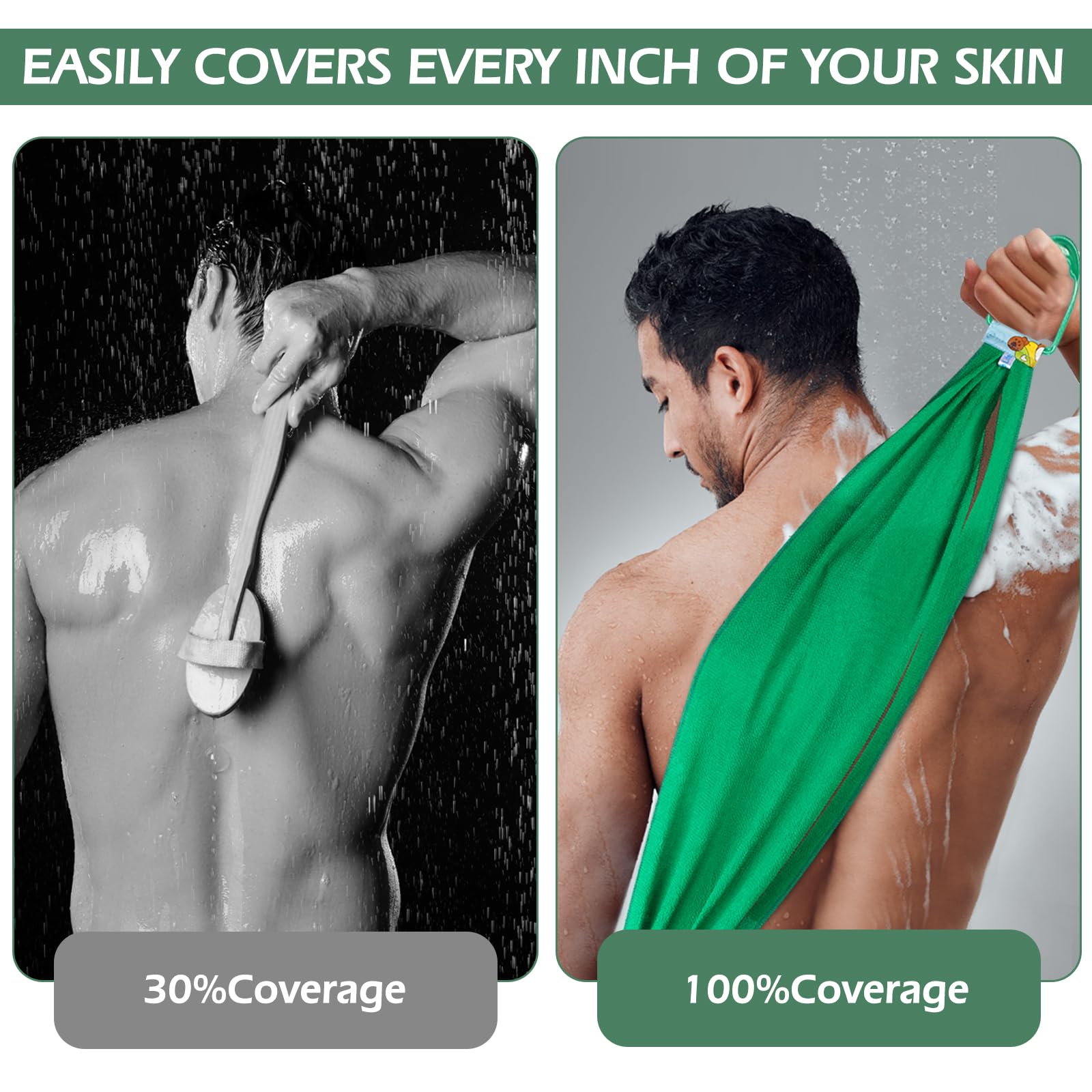 LeapLife Exfoliating Back Scrubber, Body Back Scrubber Towel for Shower, Bath Wash Scrub Cloth Washcloth Washer for Men Women Exfoliation, Body Scrubbing Brush Exfoliator 500D