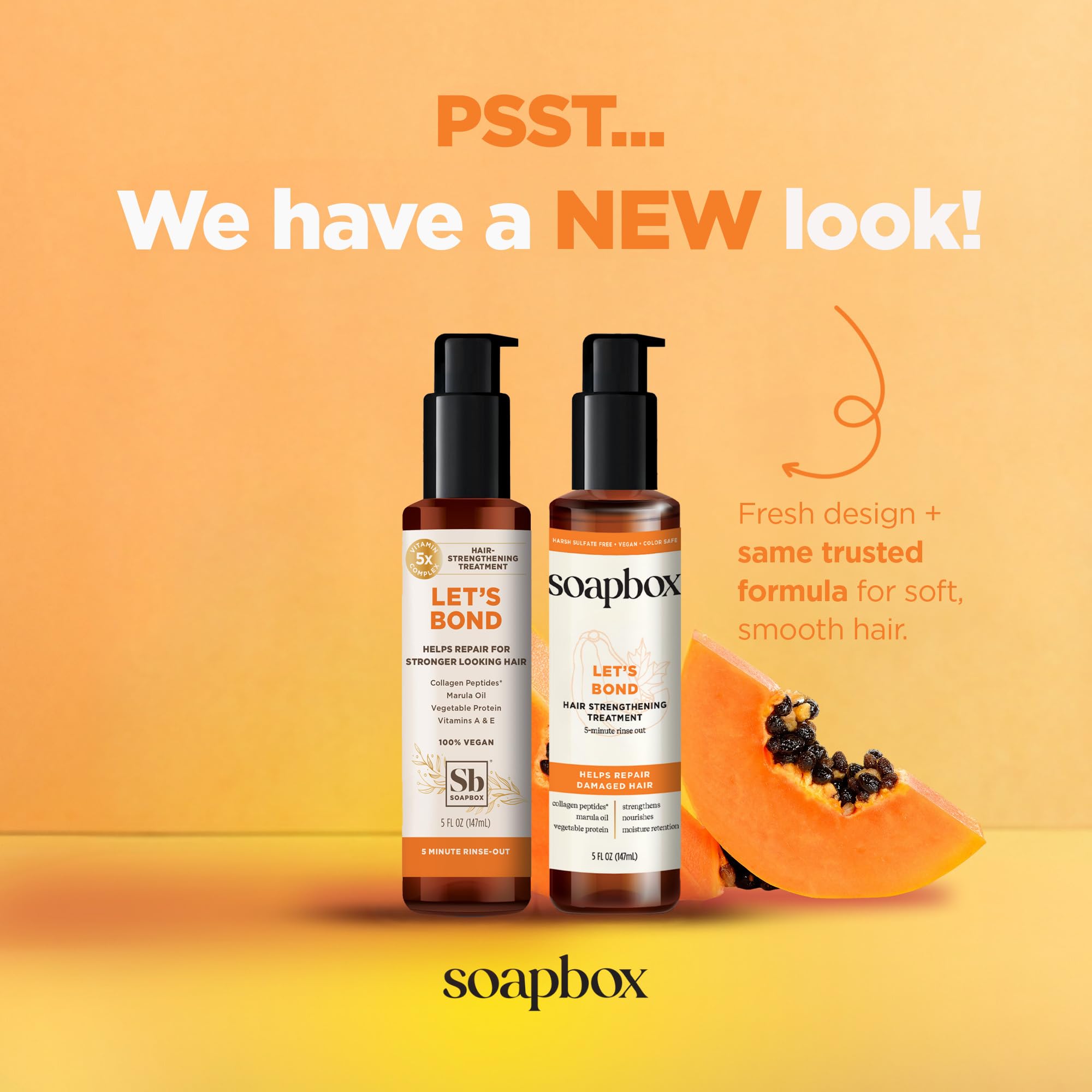 Soapbox Let's Bond Hair Treatment with Collagen Peptides - Repair Damaged Hair, Prevent Breakage, Nourish & Strengthen Fine, Frizzy Hair, Paraben Free & Color Safe, 5oz