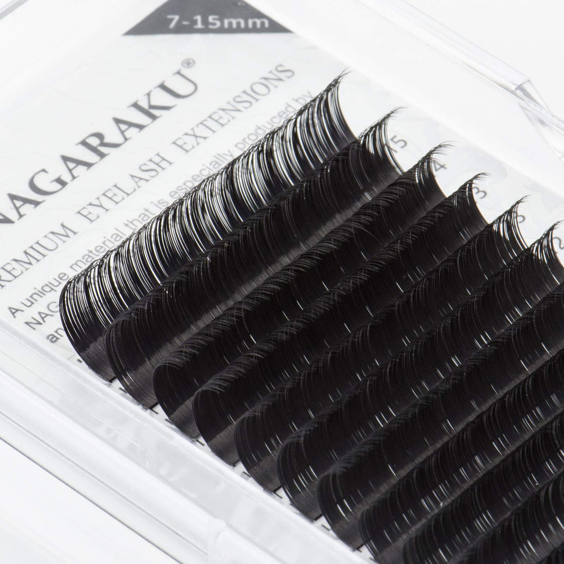NAGARAKU Eyelash Extensions Individual Lashes 0.15mm B curl 7-15mm Mix Tray Classic Matte Black Natural Faux Mink 16 rows
