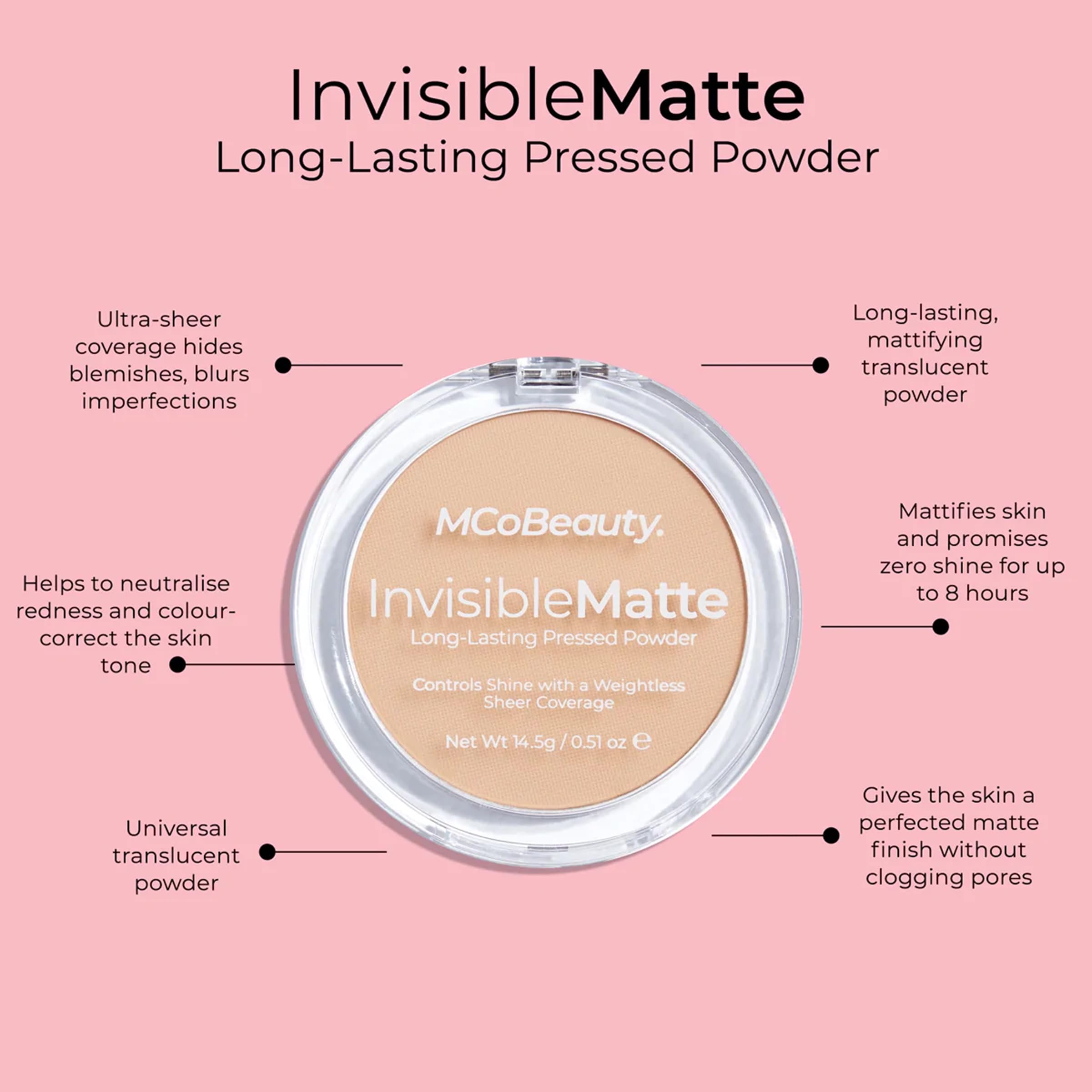 MCoBeauty Invisible Matte Face Powder, Translucent, Natural, Flawless Finish That Lasts All Day, Vegan, Cruelty Free Cosmetics