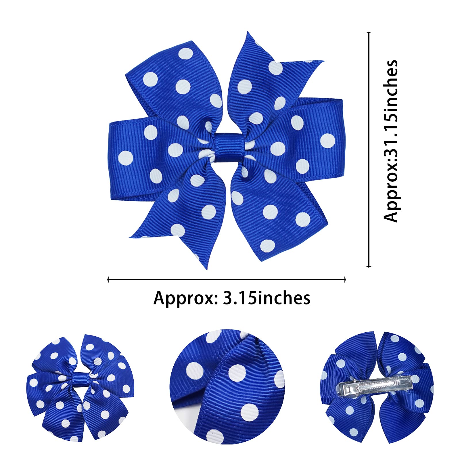40 Pieces Baby Girls Ribbon Polka Dot Hair Bow Alligator Hair Clips For Girl Teens Kids Babies Toddlers in Pairs