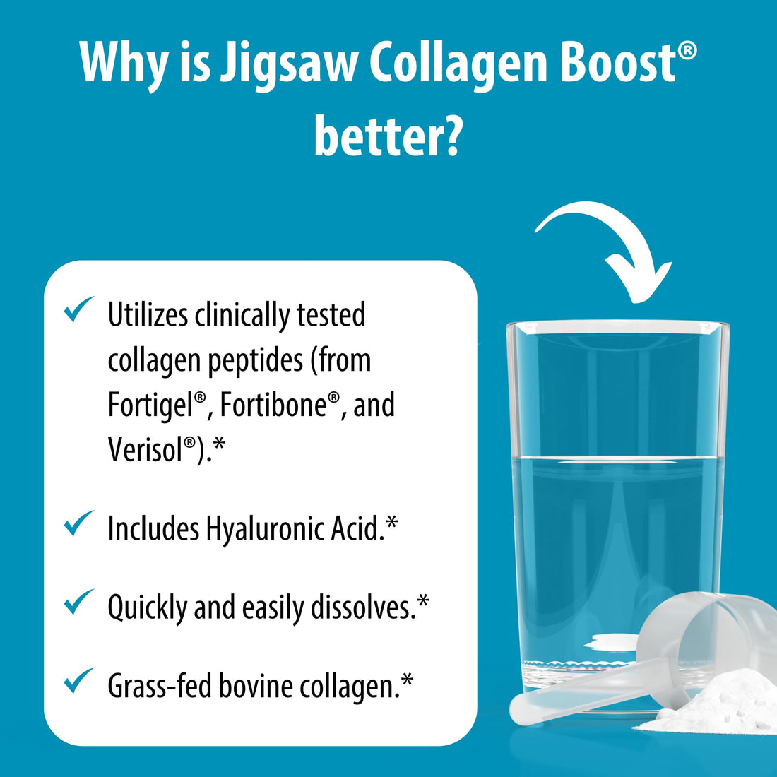 Jigsaw Health Collagen Boost | Promotes Healthy Joints, Cartilage, Skin, and Hair | 30 Servings