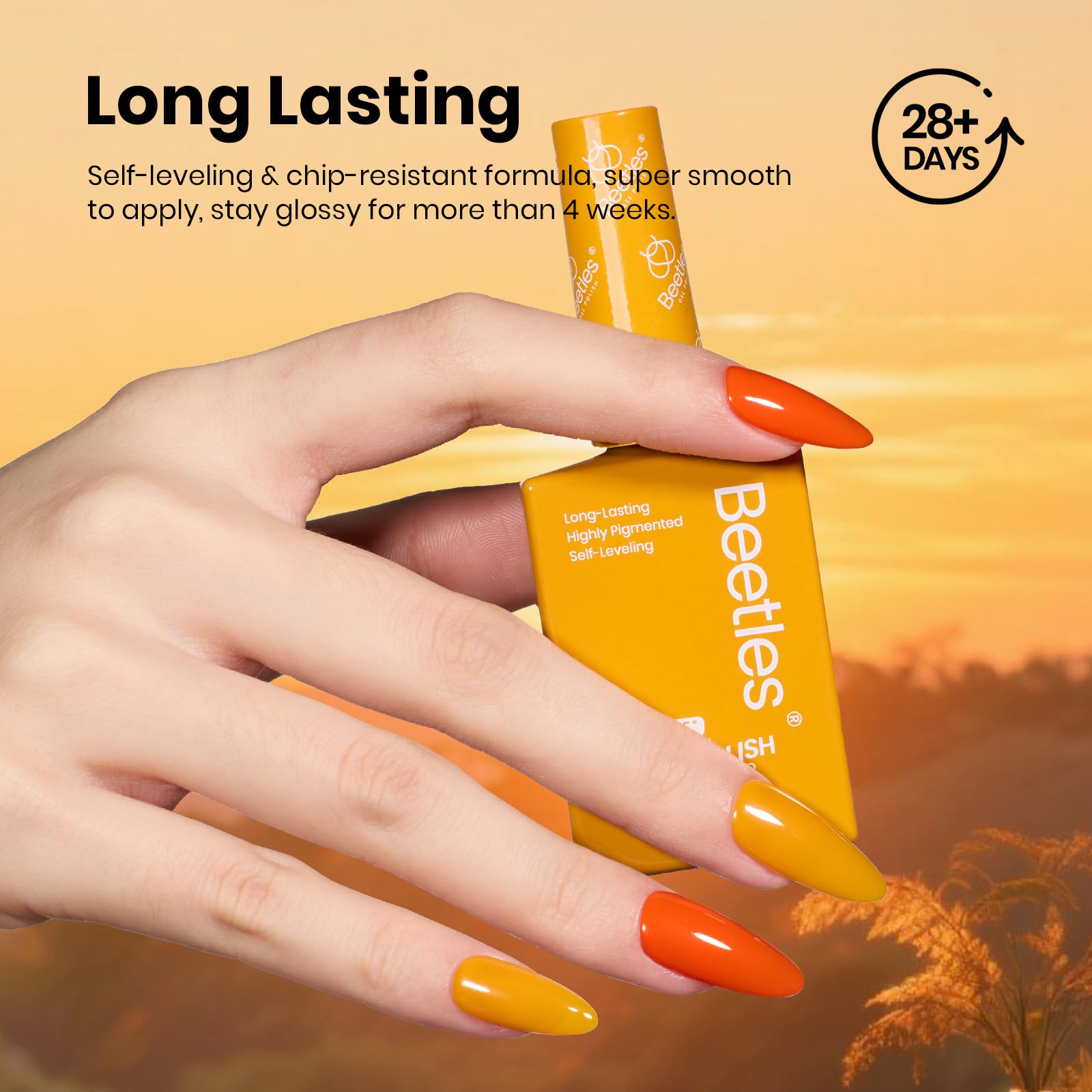 Beetles Fall Gel Polish Set – Golden Hour Hema Free Gel Nail Polish Kit, 6PCS Burgundy Orange Dark Red Green Color Matching Bottles Soak Off UV LED DIY Home Salon Gift for Women