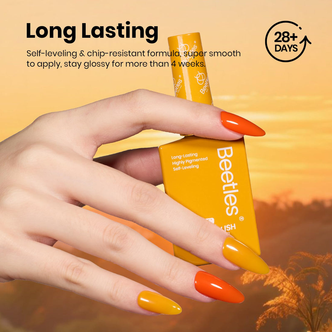 Beetles Fall Gel Polish Set – Golden Hour Hema Free Gel Nail Polish Kit, 6PCS Burgundy Orange Dark Red Green Color Matching Bottles Soak Off UV LED DIY Home Salon Gift for Women