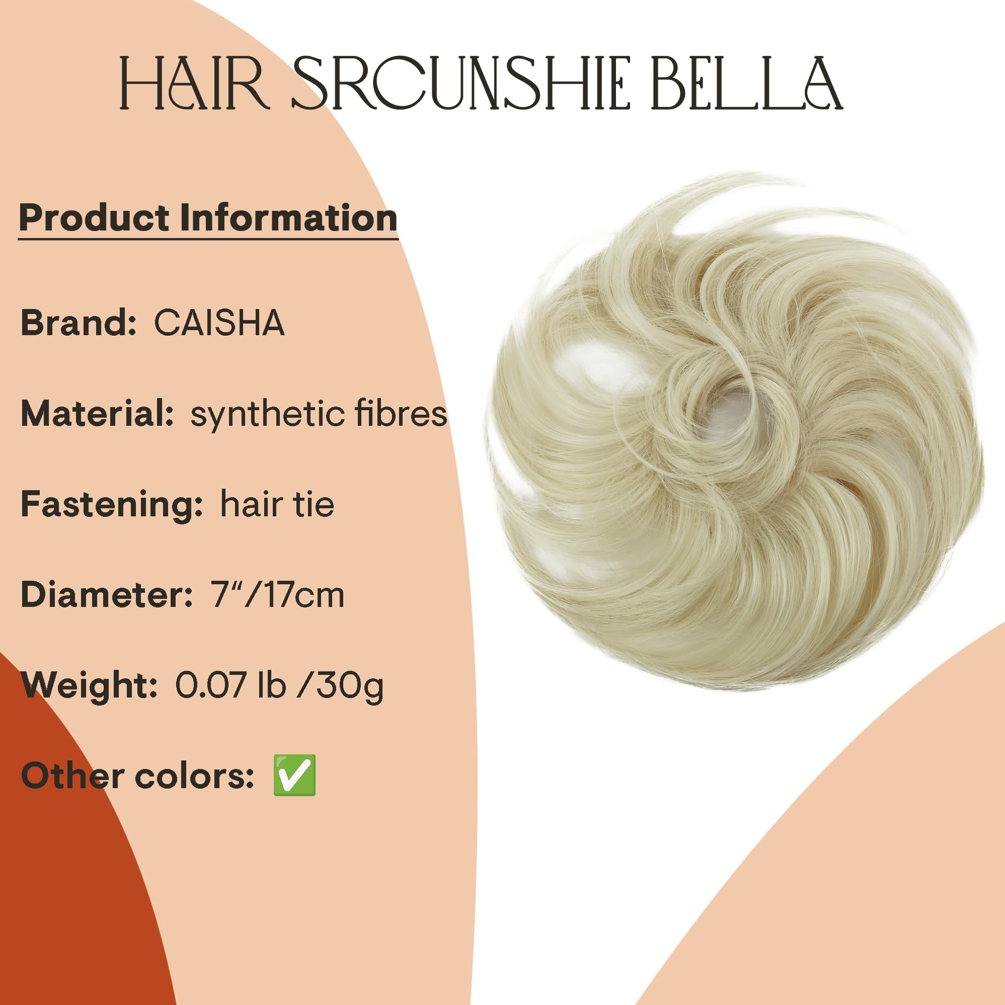 bleach blonde 613 : PRETTYSHOP Scrunchie Bun Up Do Hair piece Hair Ribbon Ponytail Extensions Wavy Curly or Messy Various Colors( bleach blonde 613)