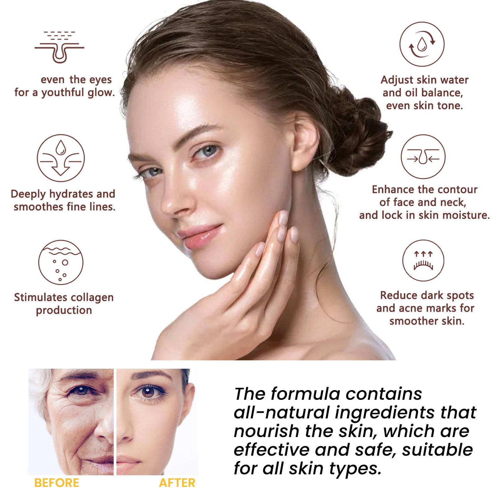 Grospe Rice Cream for Face,Rice Raw Pulp Face Cream for Moisturizing Skin,Shrink Pores,Anti Aging Smoth Fine Line,Restore Skin Elasticity