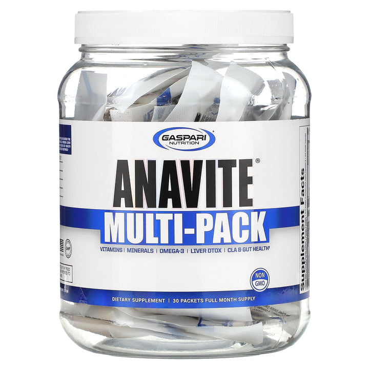 Gaspari Nutrition Anavite, Full Spectrum Multi-Vitamin Packs, Anavite Multivitamins, CLA, Omega 3s, Proven Gut, and Proven Liver Detox, All in 1 (30 Servings, 5 in 1 Multivitamin Pack)