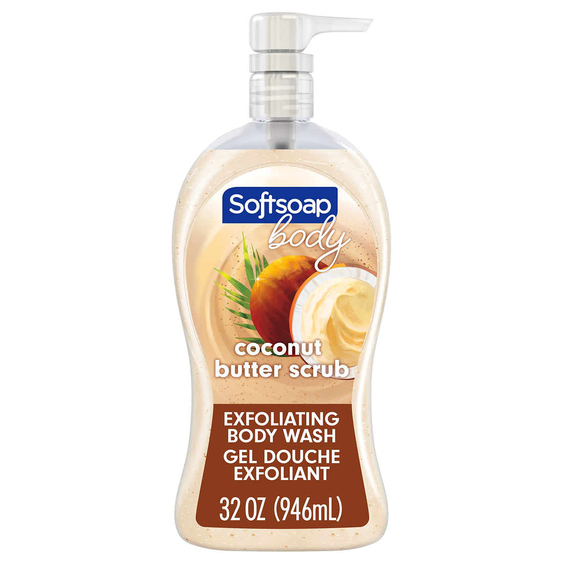Softsoap Body Wash Pump, Coconut Butter Scrub, Exfoliating Body Wash, 32 Ounce (Pack of 1), WHITE (Package May Vary)