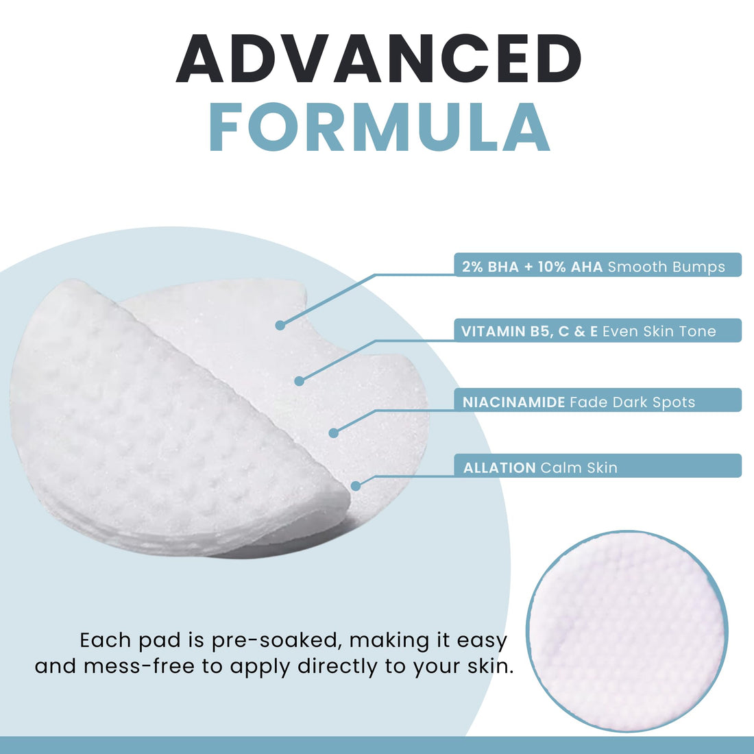 Ingrown Hair Pads with Glycolic Acid & Salicylic Acid – 55 Alcohol-Free Wipes for Bikini Area, KP Bumps & Strawberry Legs – Vegan & Cruelty-Free Exfoliating Pads