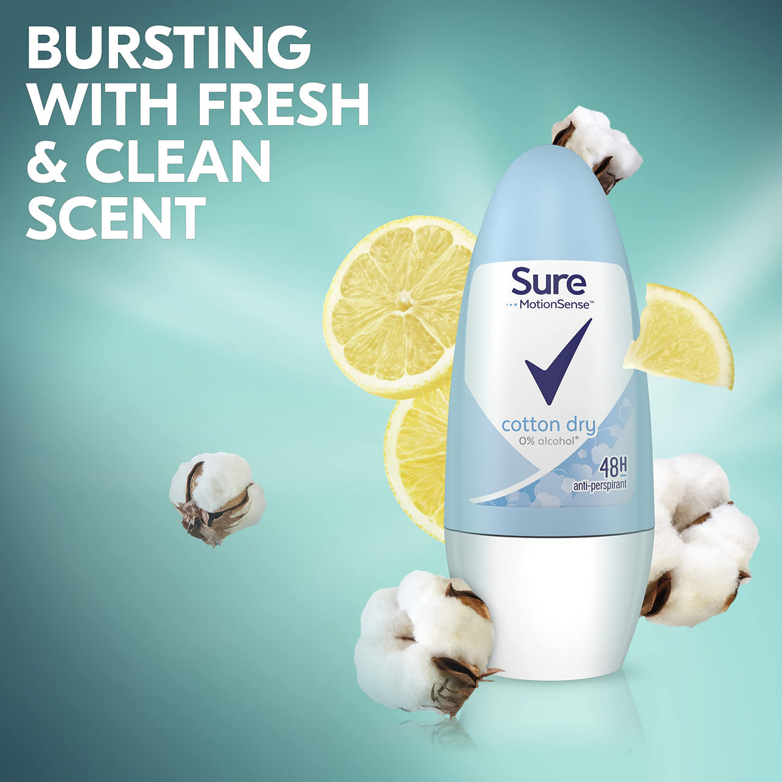 Sure Women Cotton Dry Roll-On Anti-Perspirant Deodorant 50ml (pack of 6)