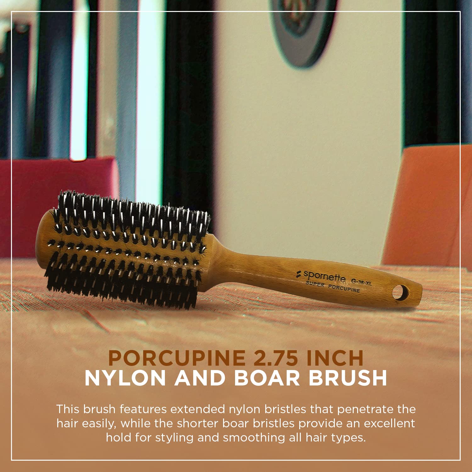 Spornette Porcupine Rounder Brush, 3-Inch Diameter