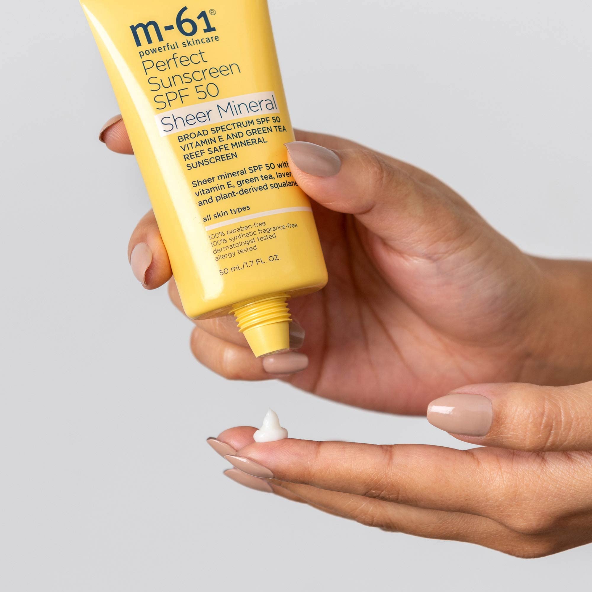 M-61 Perfect Sheer Mineral Sunscreen SPF 50 - Sheer mineral SPF 50 with vitamin E, green tea, lavender and plant-derived squalane
