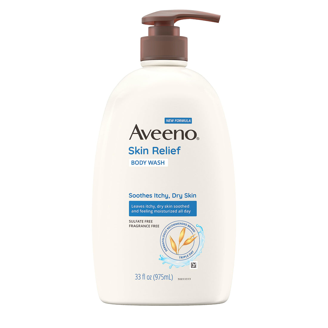 Aveeno Skin Relief Fragrance-Free Body Wash With Oat To Soothe Dry Itchy Skin, Gentle, Soap-Free & Dye-Free For Sensitive Skin, 975ml