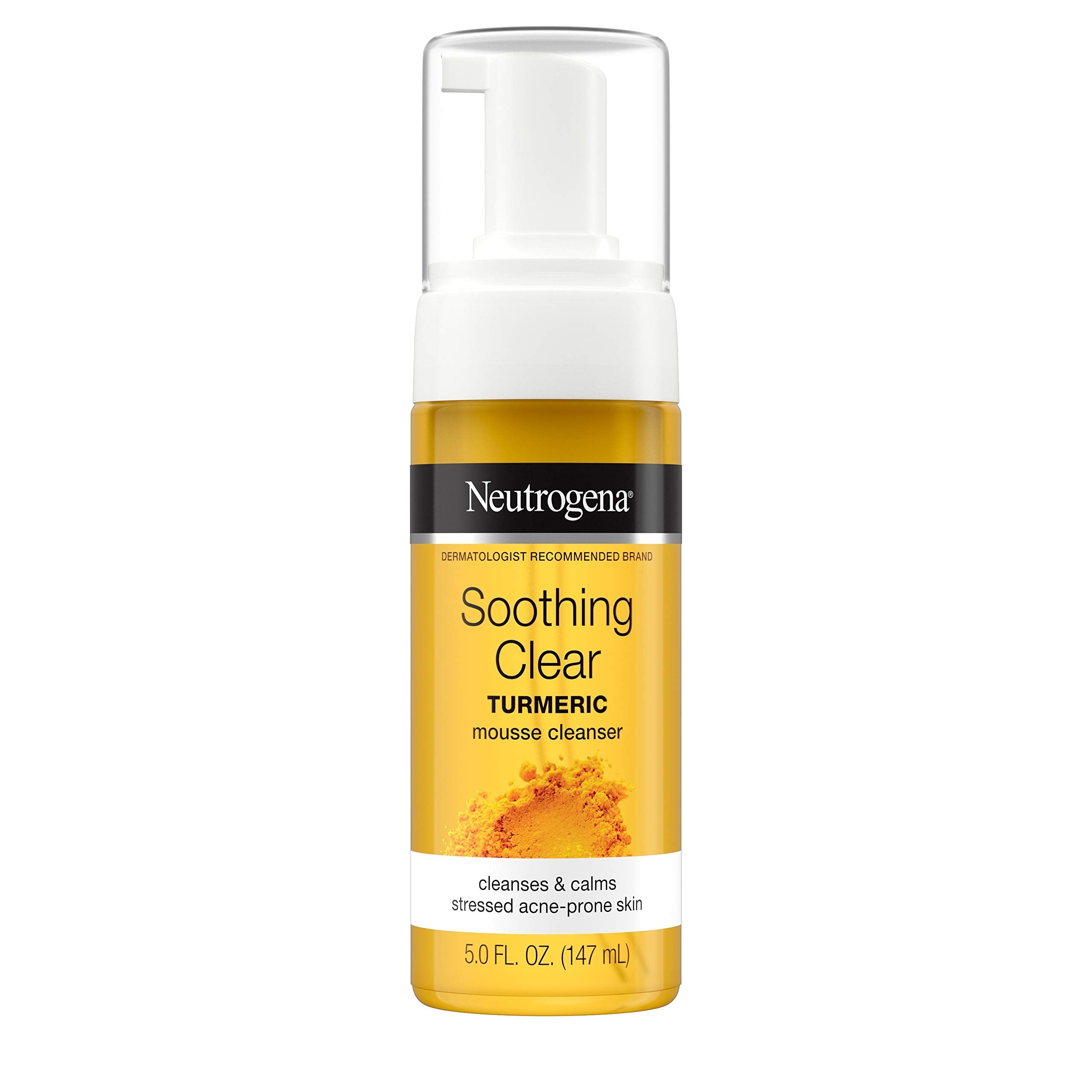 Neutrogena Soothing Clear Calming Mousse Facial Cleanser with Soothing & Calming Turmeric, Gentle Face Wash for Acne-Prone Skin, Paraben-Free, Oil-Free, Not Tested on Animals, 5 fl. oz