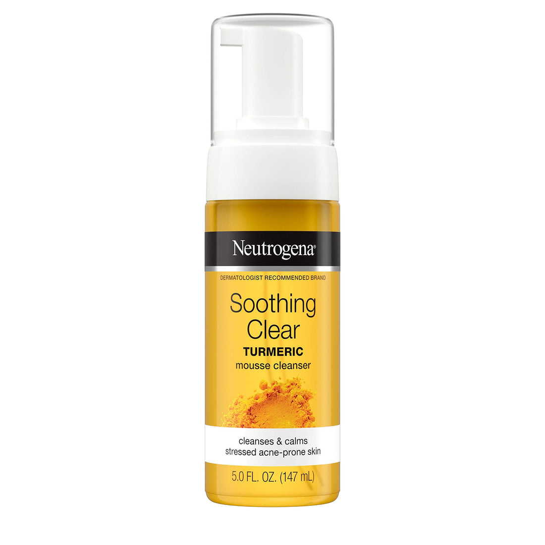 Neutrogena Soothing Clear Calming Mousse Facial Cleanser with Soothing & Calming Turmeric, Gentle Face Wash for Acne-Prone Skin, Paraben-Free, Oil-Free, Not Tested on Animals, 5 fl. oz