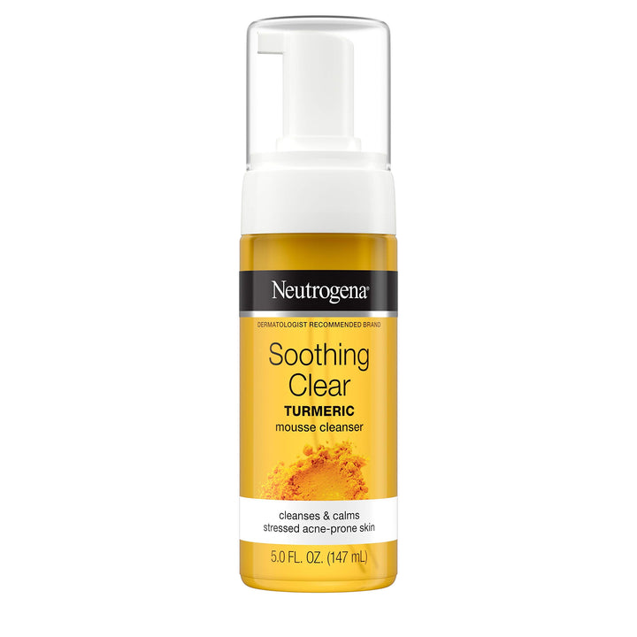 Neutrogena Soothing Clear Calming Mousse Facial Cleanser with Soothing & Calming Turmeric, Gentle Face Wash for Acne-Prone Skin, Paraben-Free, Oil-Free, Not Tested on Animals, 5 fl. oz