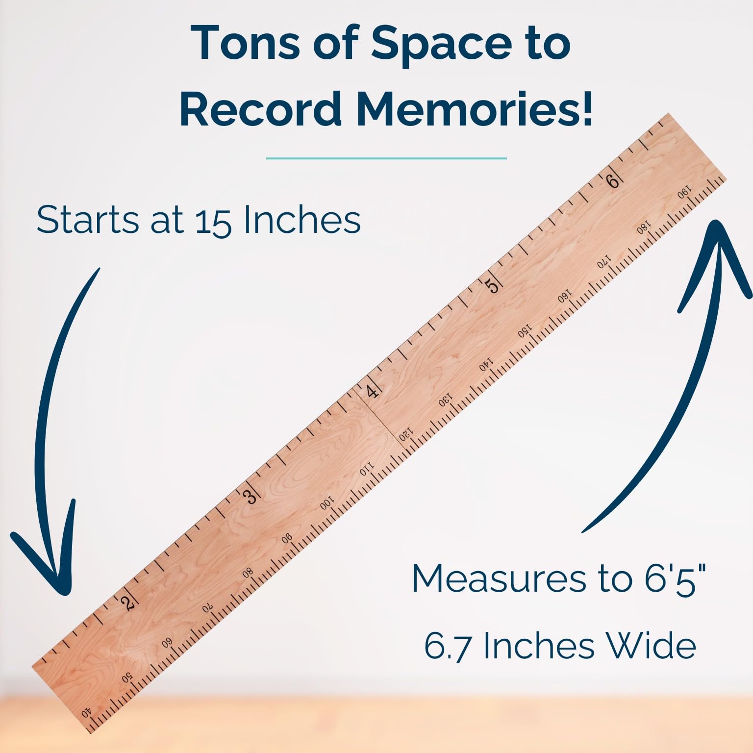 HEADWATERS STUDIO Wooden Growth Chart for Wall - Size Height Chart for Kids, Growth Measuring Board and Kids Height Wall Chart, Growth Chart for Kids, Height Chart for Wall - Natural (63x6.7)