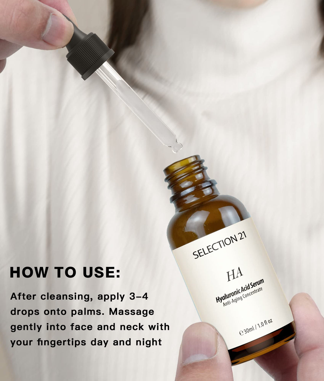 SELECTION 21 Advanced Hyaluronic Acid Serum for Face Anti Aging with 5% Hyaluronic Acid Complex, Hydrating Stem Cell Serum for Skin 1 Fl OZ.(pack of 1)