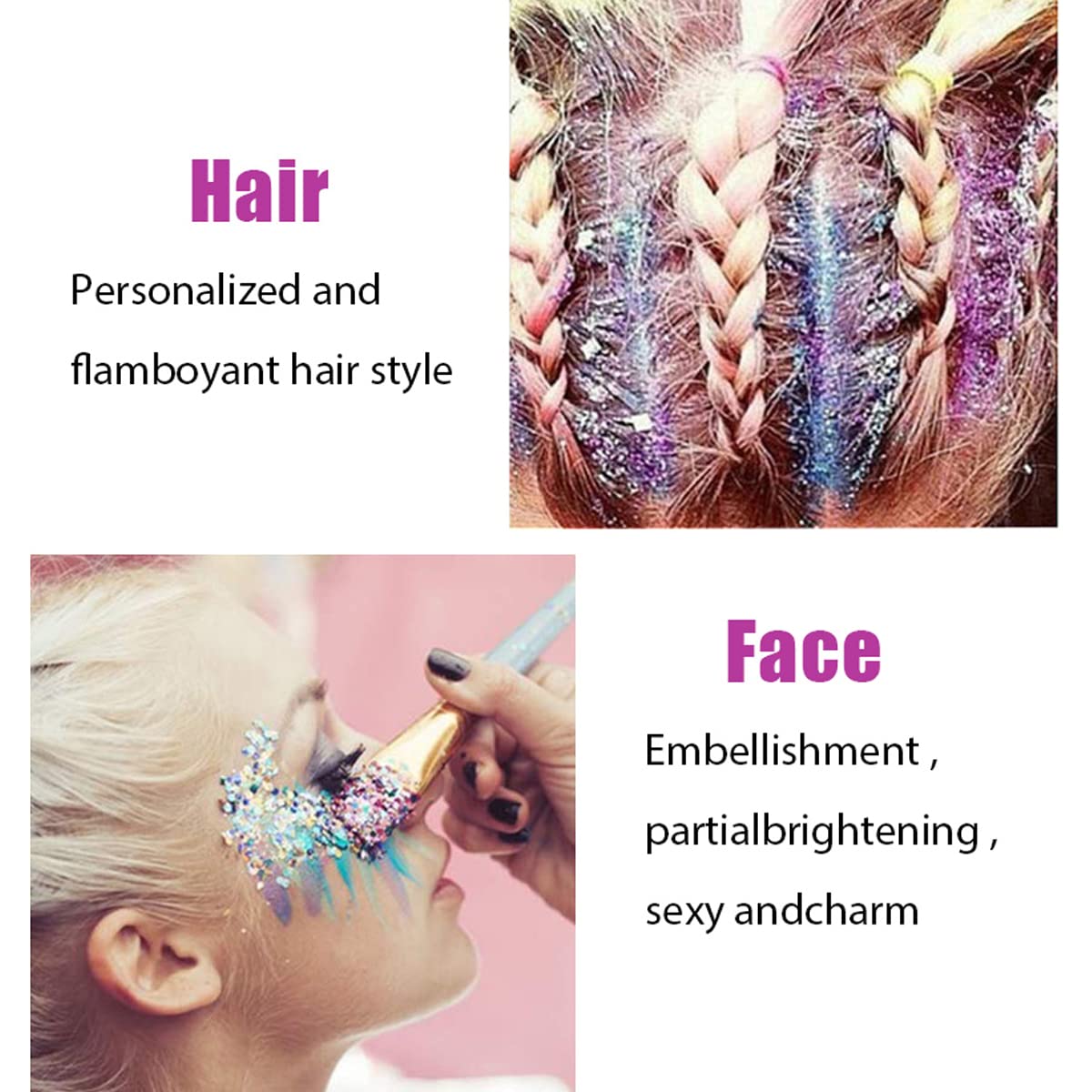 MEICOLY Black Body Glitter Face Glitter,Sparkling Chunky Glitter Hair Glitter,Halloween Face and Body Glitter,Intense Glitter Makeup Glitter Paint,Festival Body Glitter Gel for Women