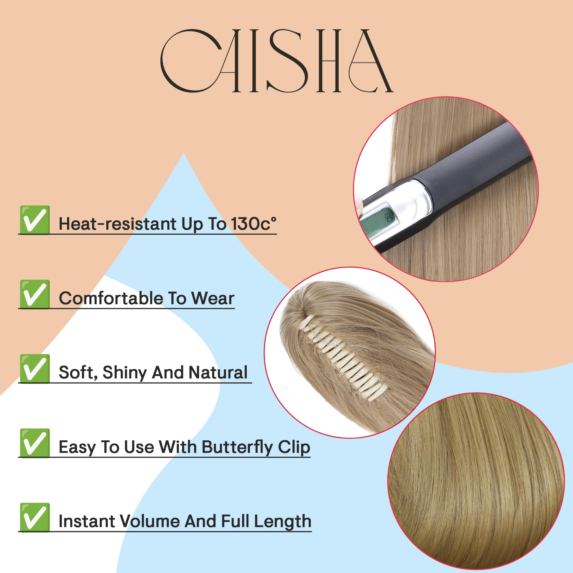 PRETTYSHOP 24 Hairpiece Ponytail Clip On Extension Long Hair Straight Light Blonde Mix H623