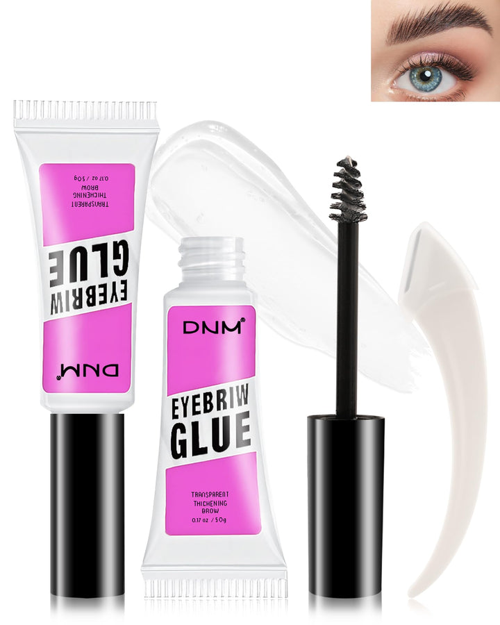 Strong Hold Clear Brow Gel, 2Pcs Waterproof Eyebrow Setting Gel, Long-Lasting Transfer-Proof Eye Brow Glue Makeup, Precise Brush for Brow Sculpt, Lift and Shaping, Gel Para Cejas-01 Transparent