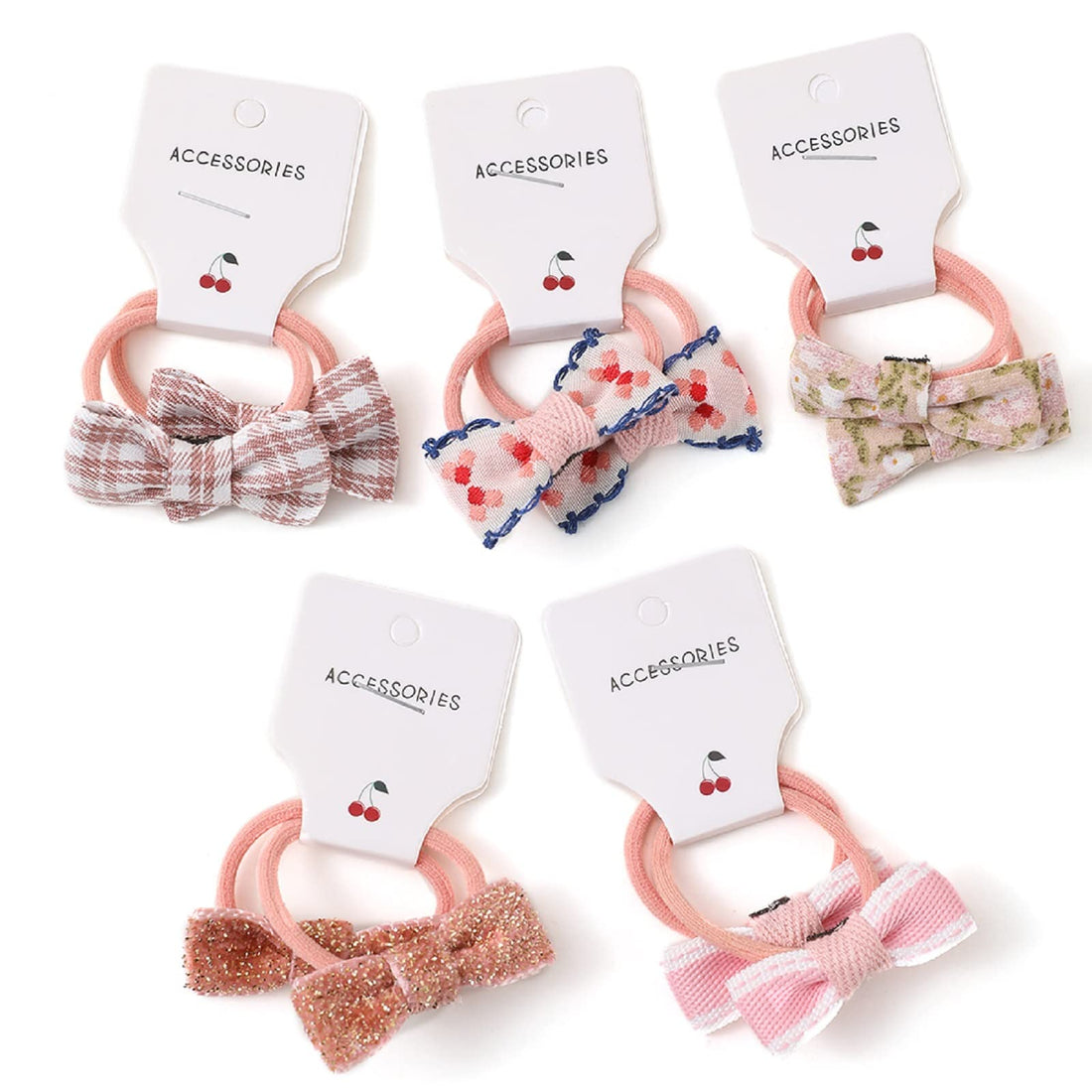 BOUNIQ 30 Pcs(15 pairs) Hair Ties With Bows 1.2 Inch Small Toddler Girls Ponytail Holders Pigtails Elastic Bands Hair Accessories For Toddler Kids Baby Girls