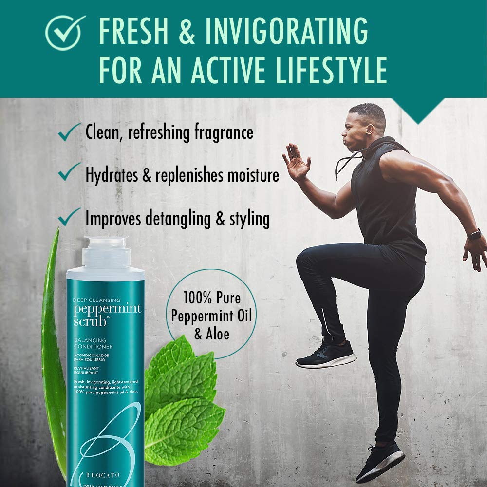Brocato Peppermint Scrub Balancing Conditioner, 8.5 oz | Lightweight Moisturizing Conditioner with Pure Peppermint Oil Improved Detangling and Styling | No Sulfate or Parabens
