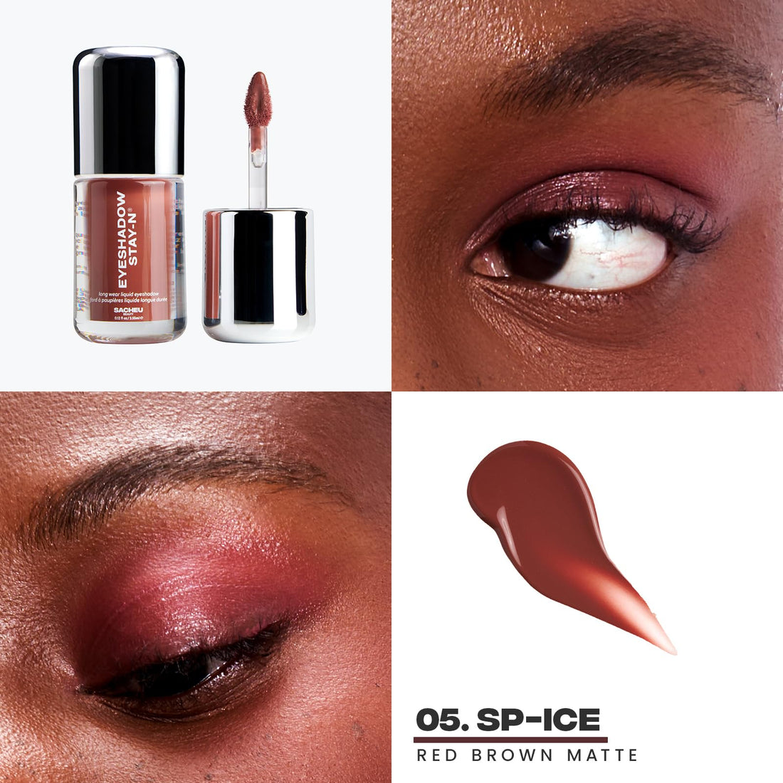 Sacheu Liquid Eyeshadow STAY-N Longwear Eye Makeup — Buildable Highly Pigmented & Blendable Eye Shadow Cream in Matte & Shimmer Finishes, Sp-ICE