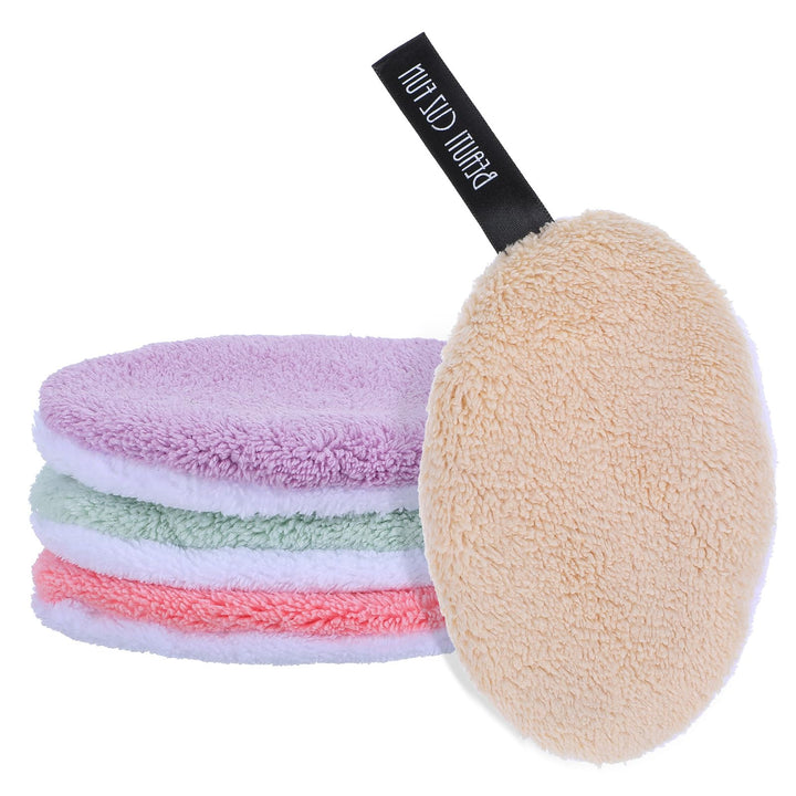 Giantree 4 Pcs Face Halo Makeup Remover Pads, Reusable Make Up Pads/Wipes, Washable Makeup Remover Pads Microfibre Cotton Face Cleansing Cloths for All Skin Type