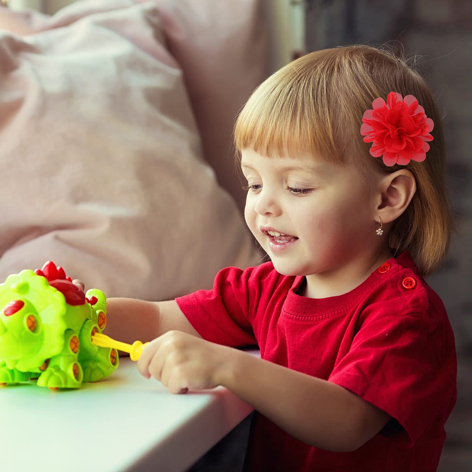 Cinaci 24 Pack/12 Pairs Solid 2.8 Chiffon Flower Fully Lined Alligator Hair Clips Duckbill Barrettes Accessories for Baby Girls Infants Toddlers Kids