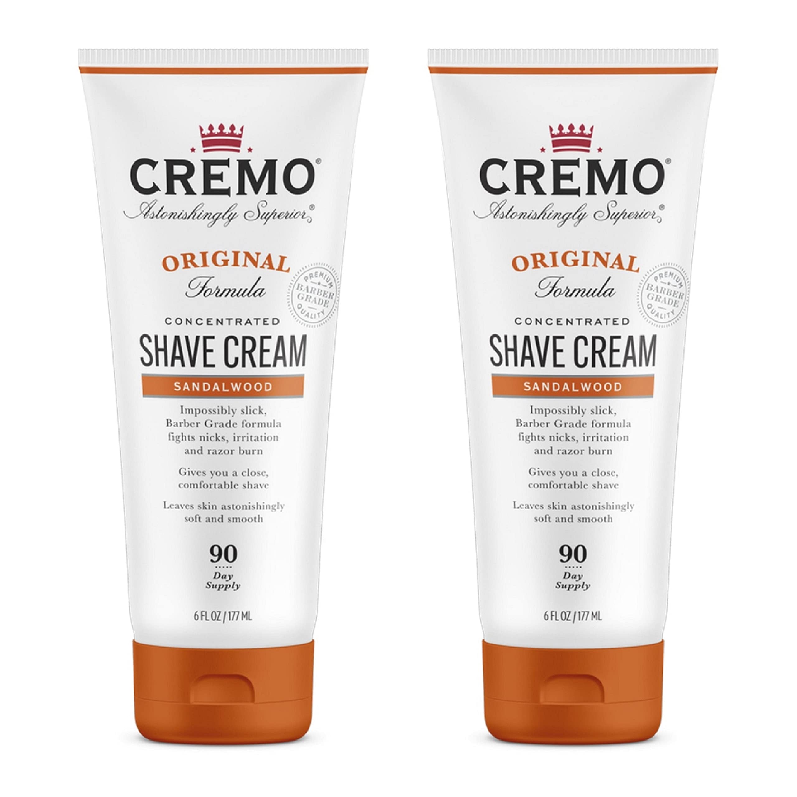 Cremo Sandalwood Shave Cream, Astonishingly Superior Smooth Shaving Cream Fights Nicks, Cuts and Razor Burn, 6 oz, 2-Pack
